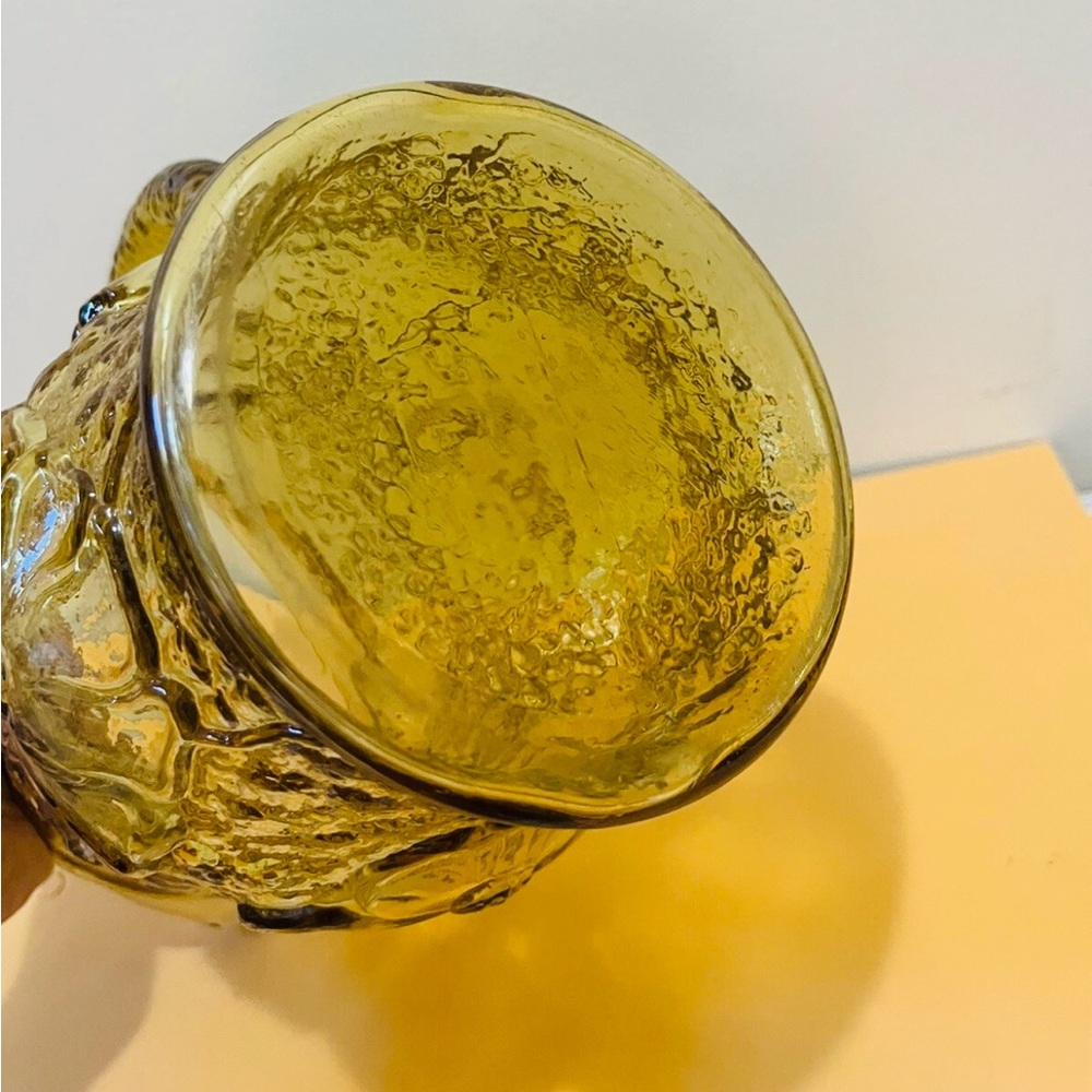Vintage Anchor Hocking Rain Water Pitcher Amber Honey Gold Daisy Glass 9” 64 oz - Picture 3 of 5